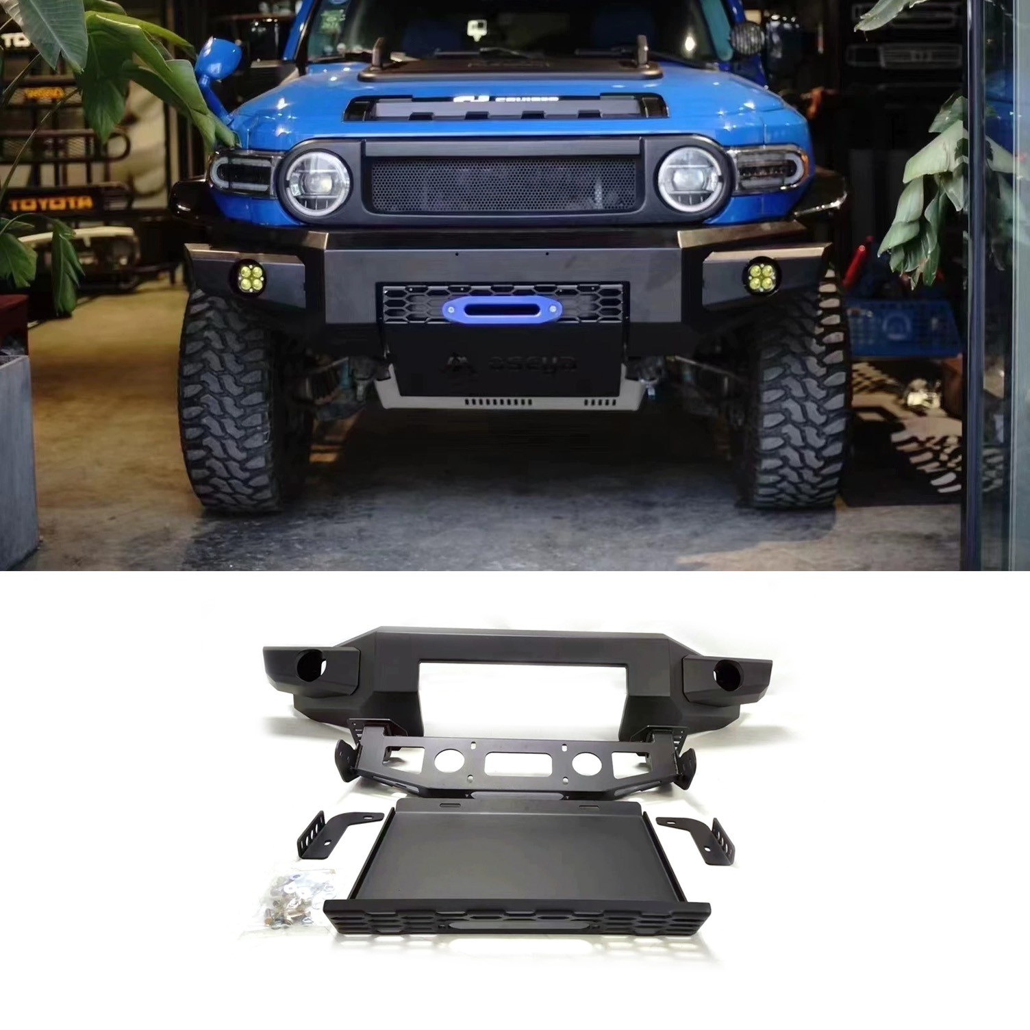مصد أمامي أسود مزخرف مع حامل و - مراجعة Winch Bumper Mount Plate وسعره